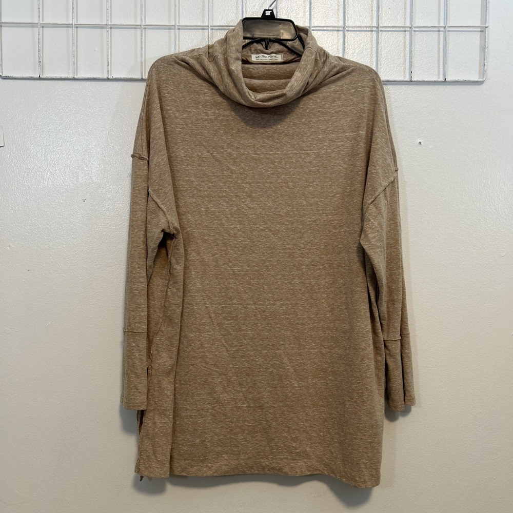 We The Free People Women S Tunic Top Tan Oversized Cowl Neck 6271